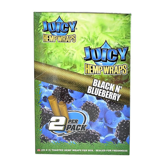 JUICY | 'Retail Display' Hemp Blunt Wraps | 100mm - Black N' Blueberry - 25 Count - 4