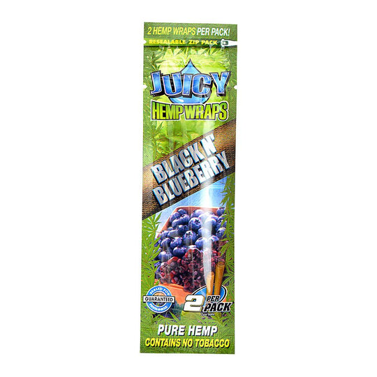 JUICY | 'Retail Display' Hemp Blunt Wraps | 100mm - Black N' Blueberry - 25 Count - 2