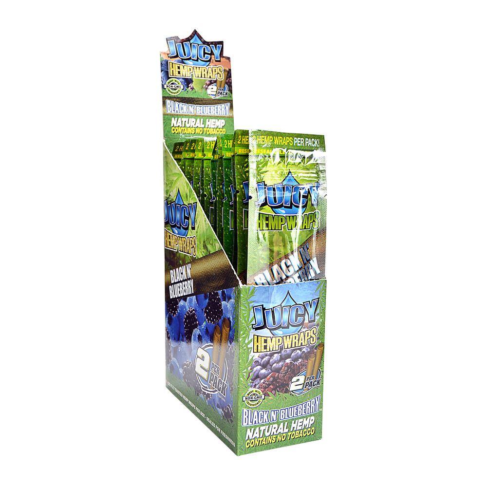 JUICY | 'Retail Display' Hemp Blunt Wraps | 100mm - Black N' Blueberry - 25 Count - 1