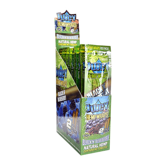 JUICY | 'Retail Display' Hemp Blunt Wraps | 100mm - Black N' Blueberry - 25 Count - 1