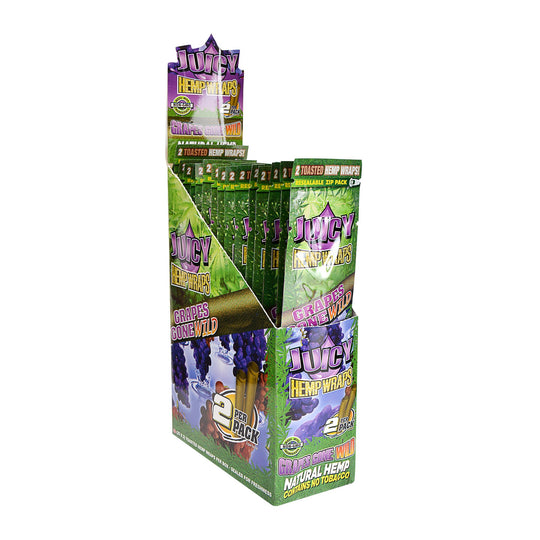 JUICY | 'Retail Display' Hemp Blunt Wraps | 100mm - Grape - 25 Count - 1