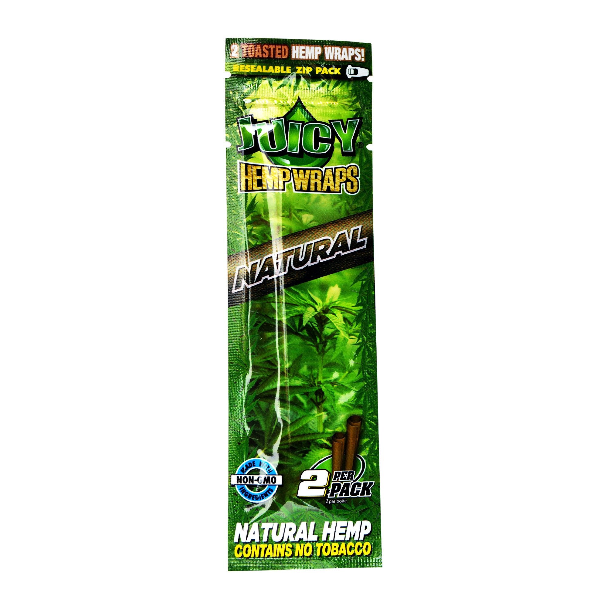 JUICY | 'Retail Display' Hemp Blunt Wraps | 100mm - Natural - 25 Count - 2