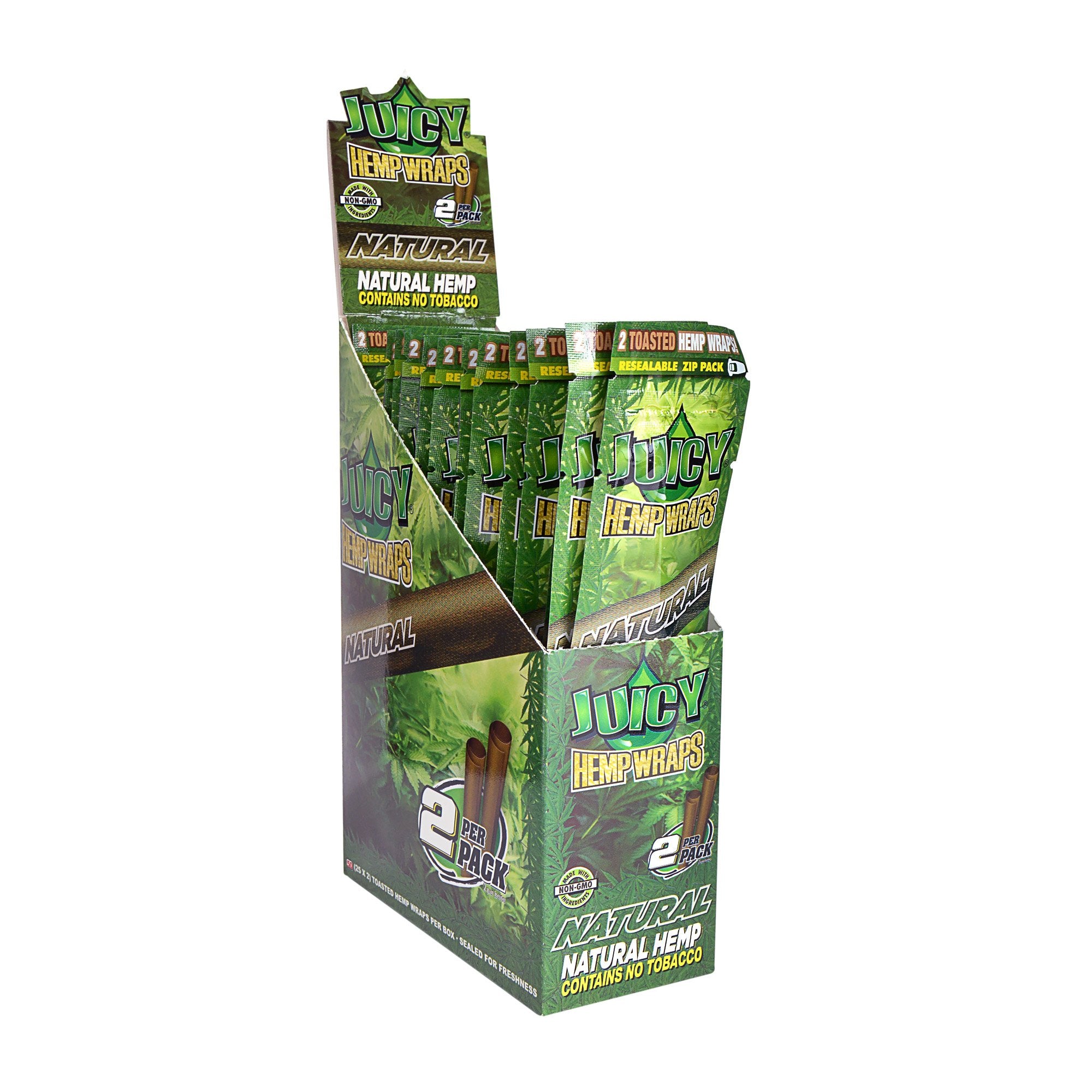 JUICY | 'Retail Display' Hemp Blunt Wraps | 100mm - Natural - 25 Count - 1