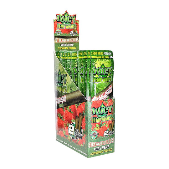 JUICY | 'Retail Display' Hemp Blunt Wraps | 100mm - Strawberry - 25 Count - 1