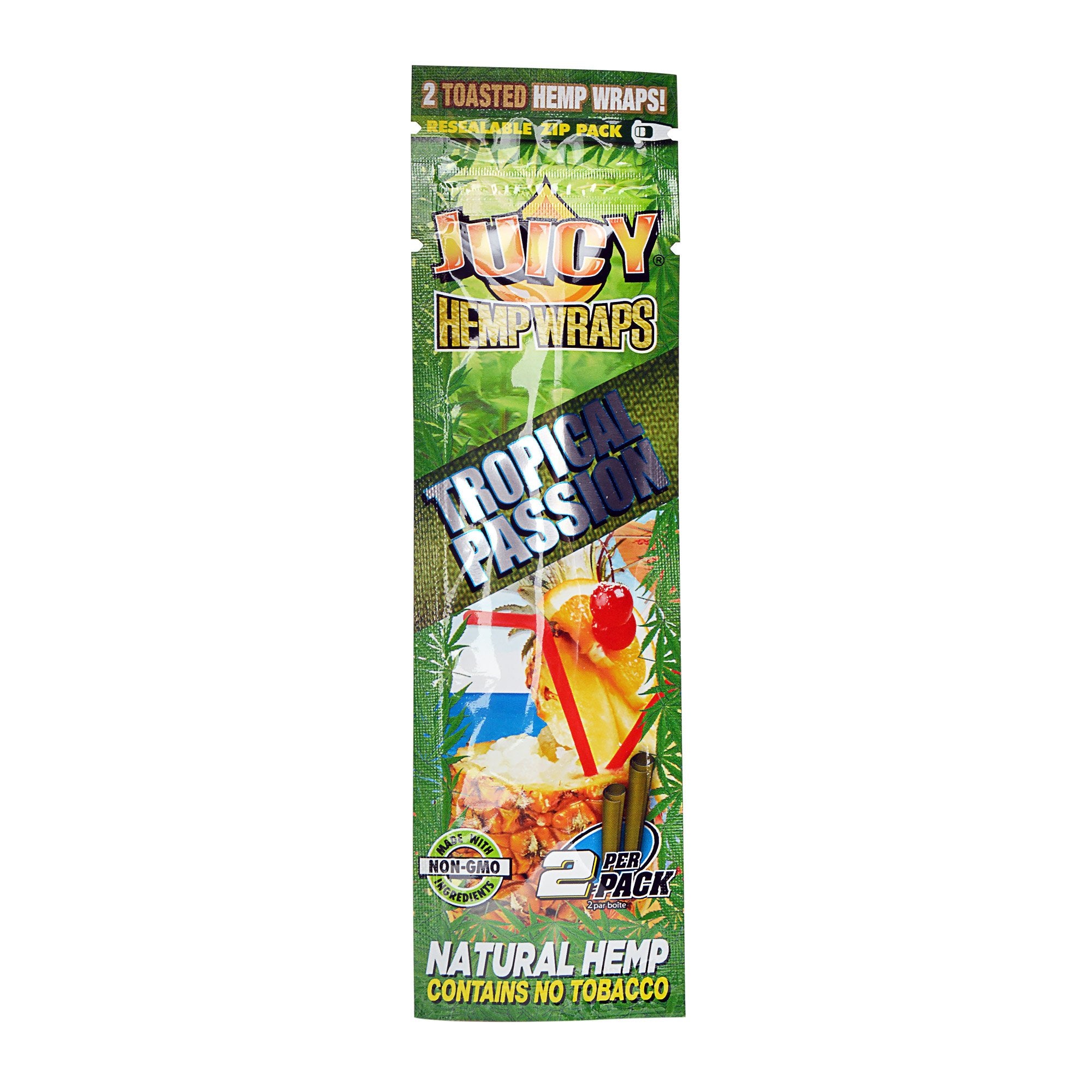 JUICY | 'Retail Display' Hemp Blunt Wraps | 100mm - Tropical - 25 Count - 2