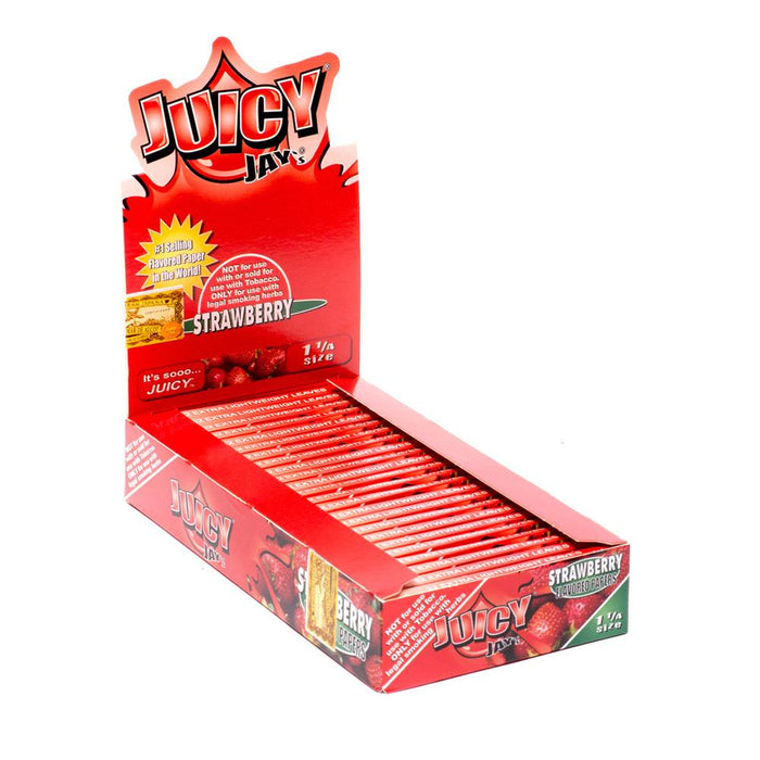 JUICY JAY'S | 'Retail Display' 1 1/4 Size Hemp Rolling Papers | 76mm - Strawberry - 24 Count Image