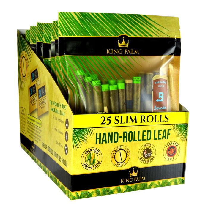 KING PALM | 'Retail Display' Slim Rolled Leaf Wrap Packs | 104mm - Natural Leaf - 8 Count Image