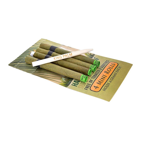 KING PALM | 'Retail Display' 1G Mini Natural Leaf Blunt Wraps | 105mm - Super Slow Burning - 24 Count - 7