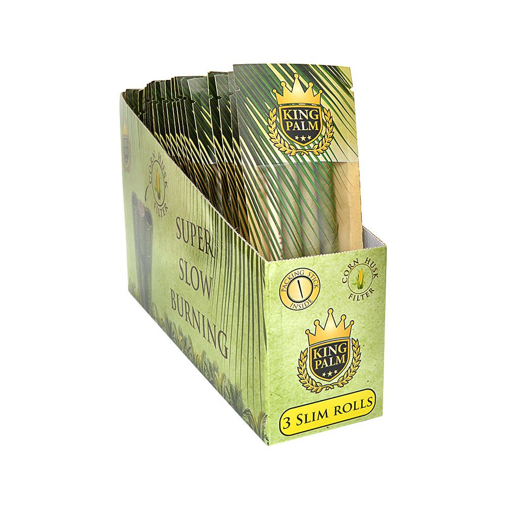 KING PALM | 'Retail Display' 1.5G Slim Natural Leaf Blunt Wraps | 105mm - Super Slow Burning - 24 Count - 3