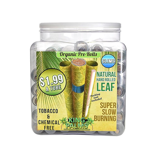 KING PALM | 'Retail Display' 1.5G Slim Natural Leaf Blunt Wraps | 105mm - Super Slow Burning - 50 Count - 10