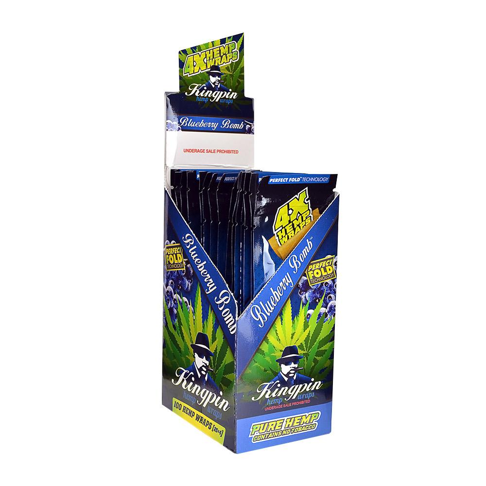 KING PIN | 'Retail Display' Hemp Wraps | 100mm - Blueberry - 25 Count - 1