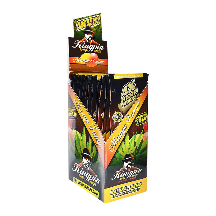 KING PIN | 'Retail Display' Hemp Wraps | 100mm - Mango - 25 Count Image