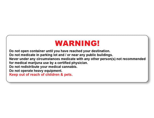 Marijuana Generic Warning Labels | 3in x 1in - Rectangle - 1000 Count - 1