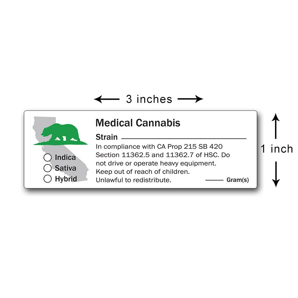 California State Design Medical Marijuana Labels | 3in x 1in - Rectangle - 1000 Count - 4