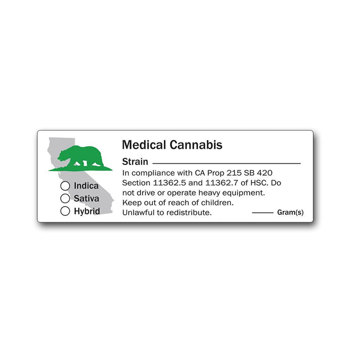 California State Design Medical Marijuana Labels | 3in x 1in - Rectangle - 1000 Count Image