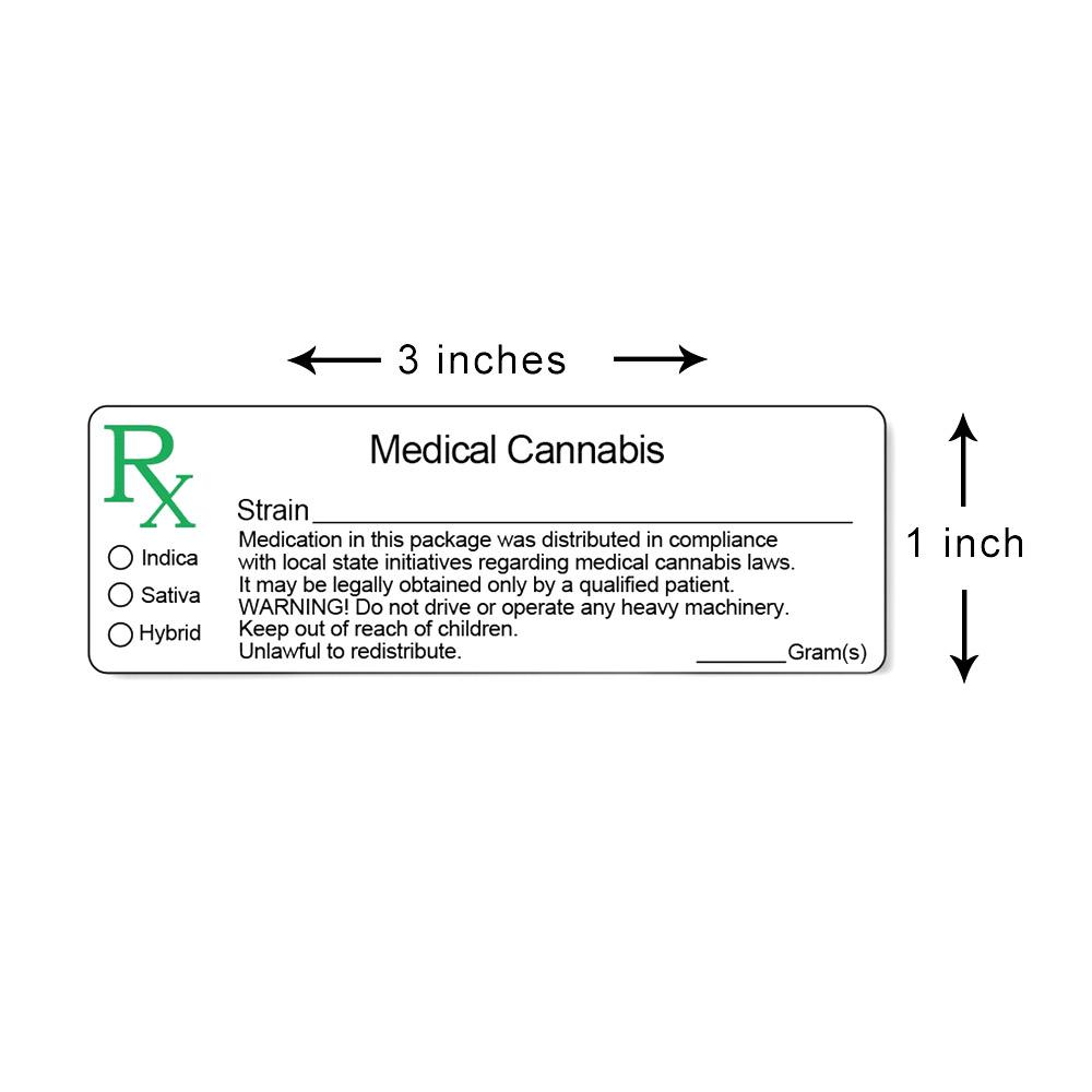 Generic Medical Marijuana Universal Labels | 3in x 1in - Rectangle - 1000 Count - 4