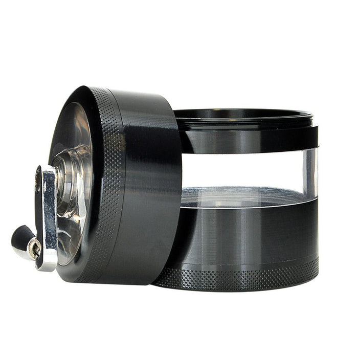 Magnetic Metal Grinder w/ Handle & Window | 4 Piece - 63mm - Black Image