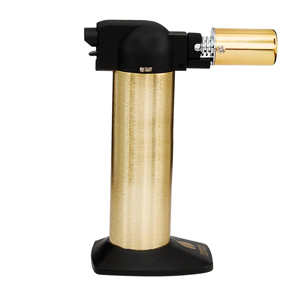 NEWPORT | Metal Cigar Torch w/ Safety Lock | 6in Tall - No Butane - Black & Gold - 4