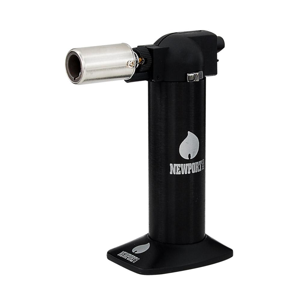 NEWPORT | Metal Cigar Torch w/ Safety Lock | 6in Tall - No Butane - Black - 1