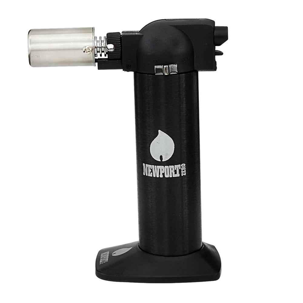 NEWPORT | Metal Cigar Torch w/ Safety Lock | 6in Tall - No Butane - Black - 2