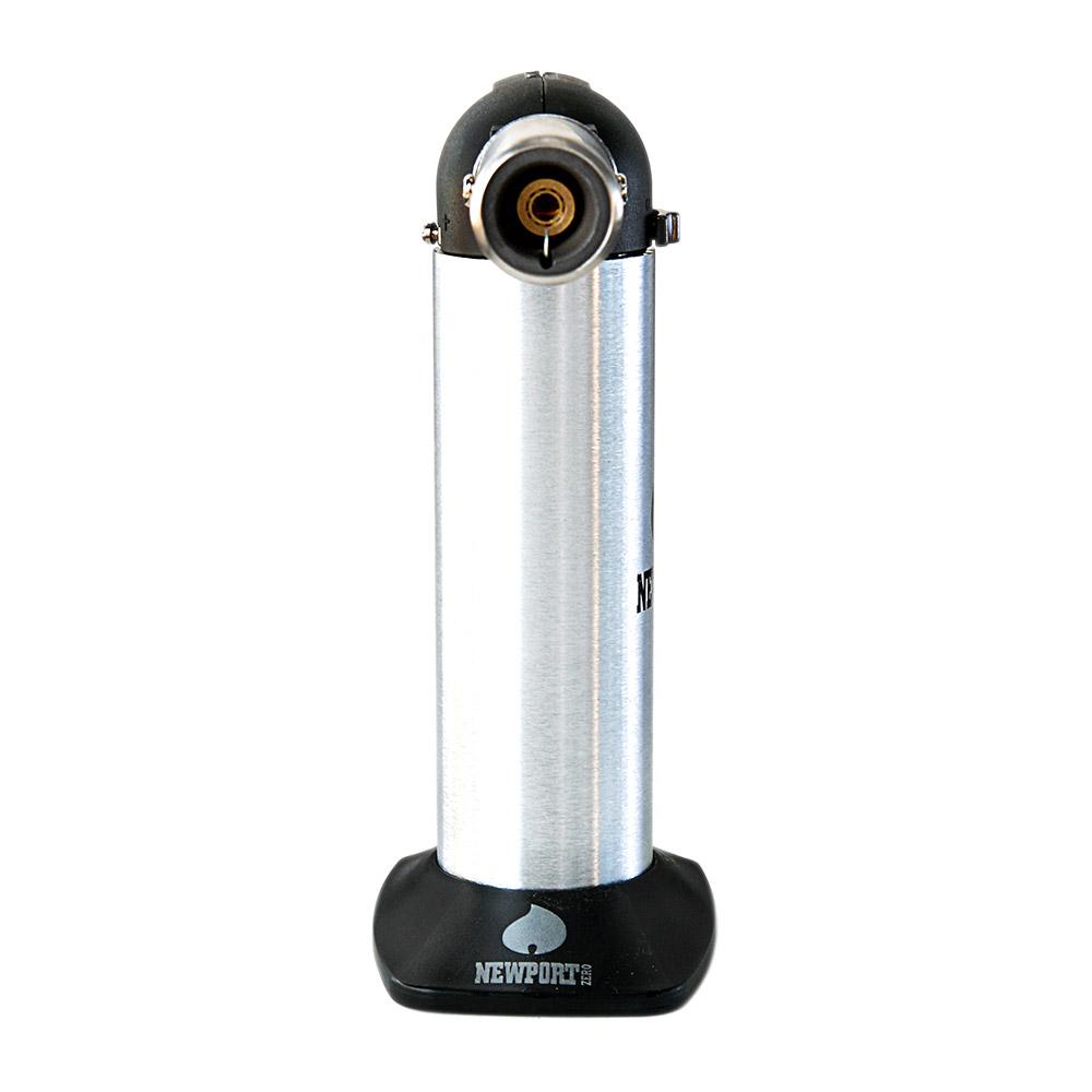 NEWPORT | Metal Cigar Torch w/ Safety Lock | 6in Tall - No Butane - Black & Silver - 5