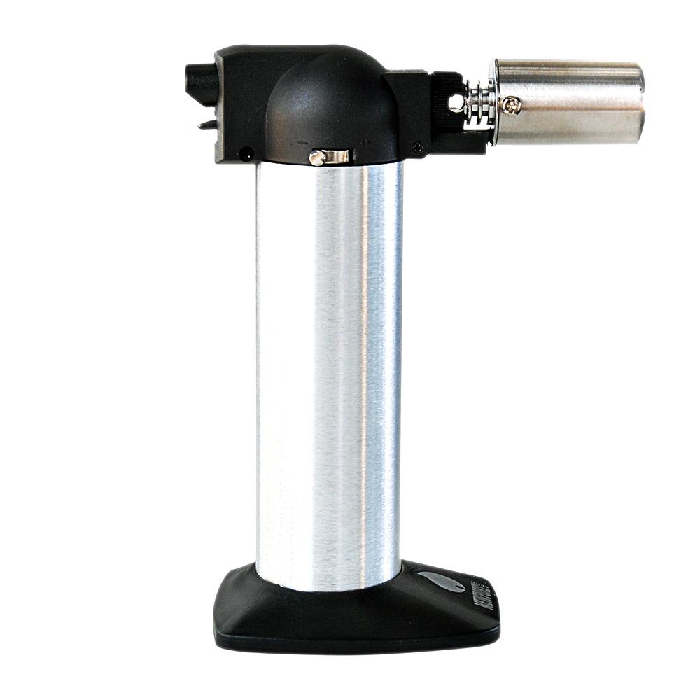 NEWPORT | Metal Cigar Torch w/ Safety Lock | 6in Tall - No Butane - Black & Silver - 4