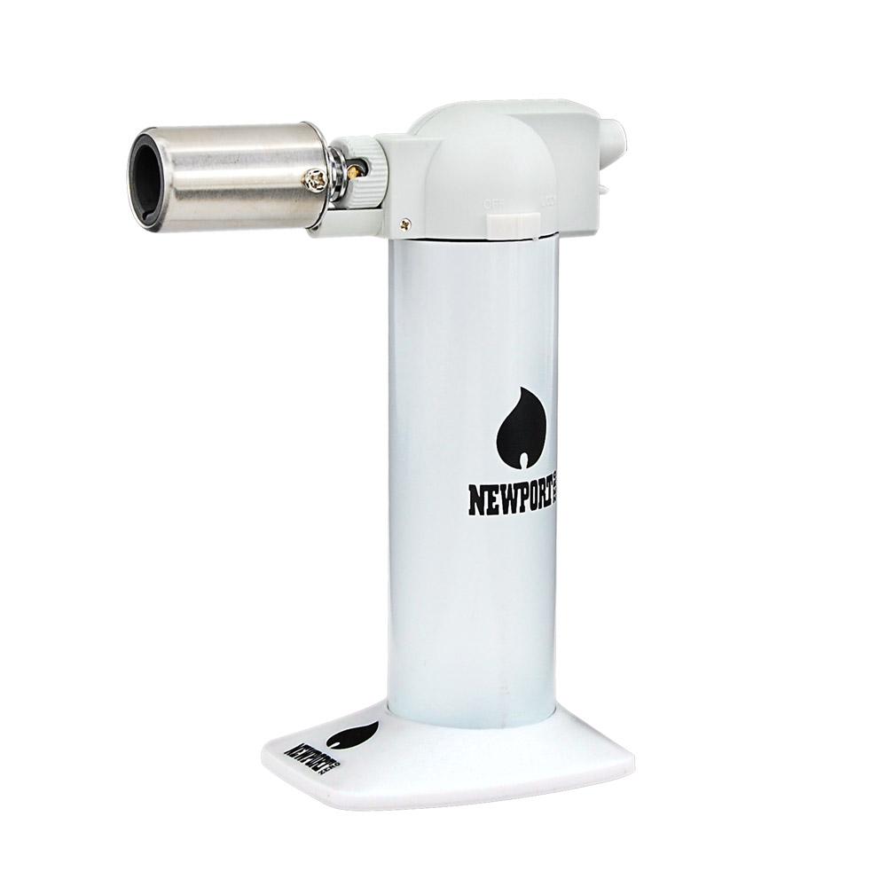 NEWPORT | Metal Cigar Torch w/ Safety Lock | 6in Tall - No Butane - White - 1