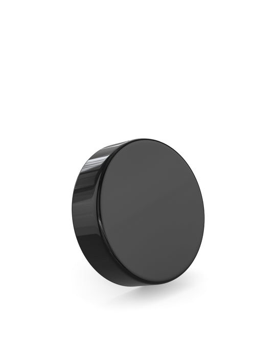 Child Resistant Smooth Push Down & Turn Plastic Caps w/ Foam Liner | 50mm - Glossy Black | Sample