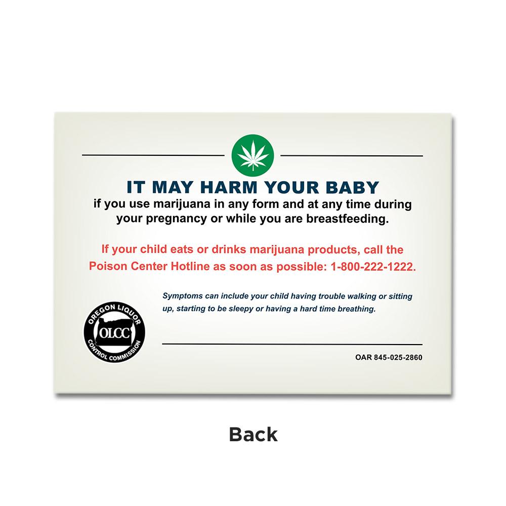 Oregon Marijuana Children Safety Awareness Card | 5in x 3.5in - Rectangle - 1000 Count - 3