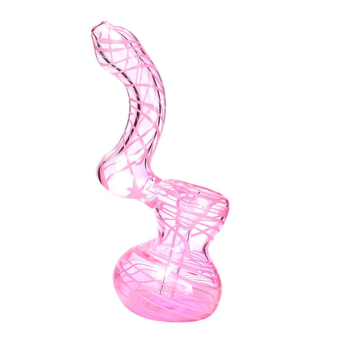 Spiral & Pink Fumed Bubbler | 6in Tall - Glass - Pink Image