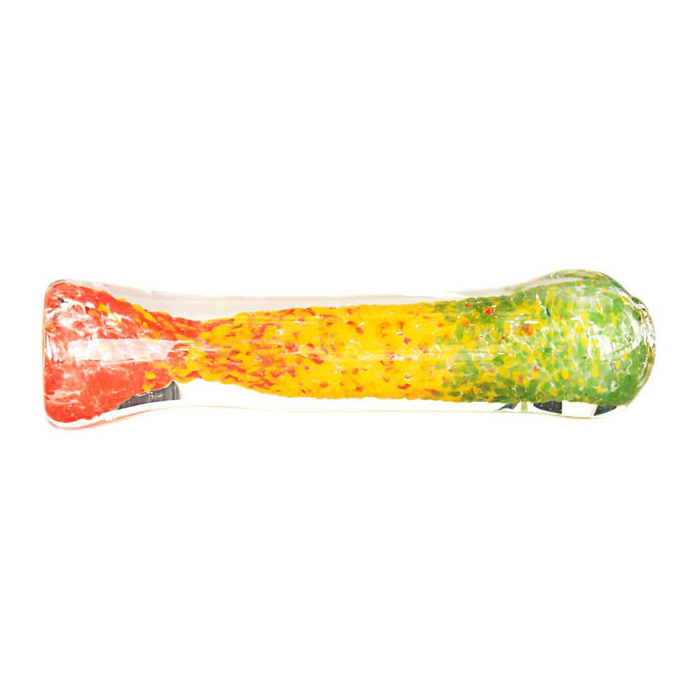 Frit Chillum Hand Pipe | 3in Long - Glass - Rasta - 5