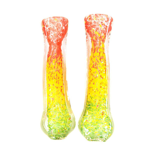 Frit Chillum Hand Pipe | 3in Long - Glass - Rasta - 1