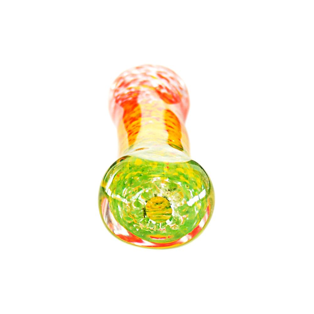 Frit Chillum Hand Pipe | 3in Long - Glass - Rasta - 2