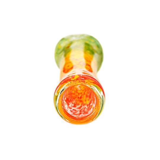 Frit Chillum Hand Pipe | 3in Long - Glass - Rasta - 4