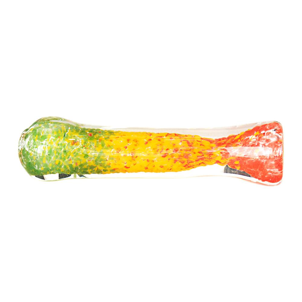 Frit Chillum Hand Pipe | 3in Long - Glass - Rasta - 3