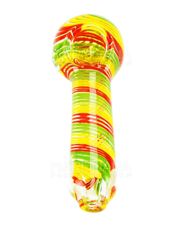 Spiral Spoon Hand Pipe | 4.5in Long - Glass - Rasta Image