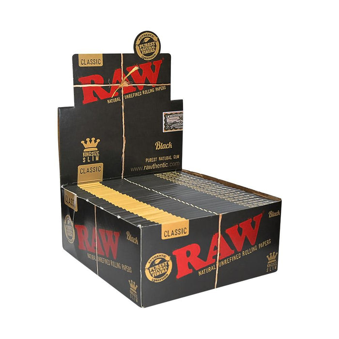 RAW | 'Retail Display' King Size Black Natural Rolling Papers | 110mm - Classic - 50 Count Image