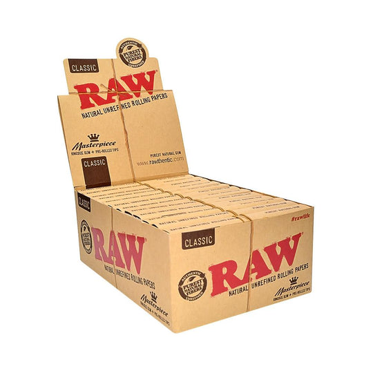 RAW | 'Retail Display' King Size Slim Masterpiece + Pre-Rolled Tips | 110mm - Classic - 24 Count - 1