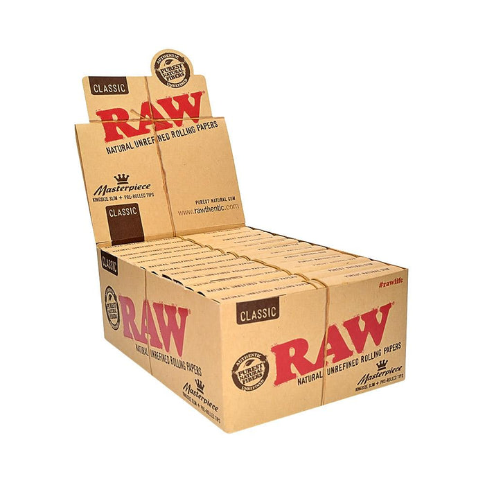 RAW | 'Retail Display' King Size Slim Masterpiece + Pre-Rolled Tips | 110mm - Classic - 24 Count Image