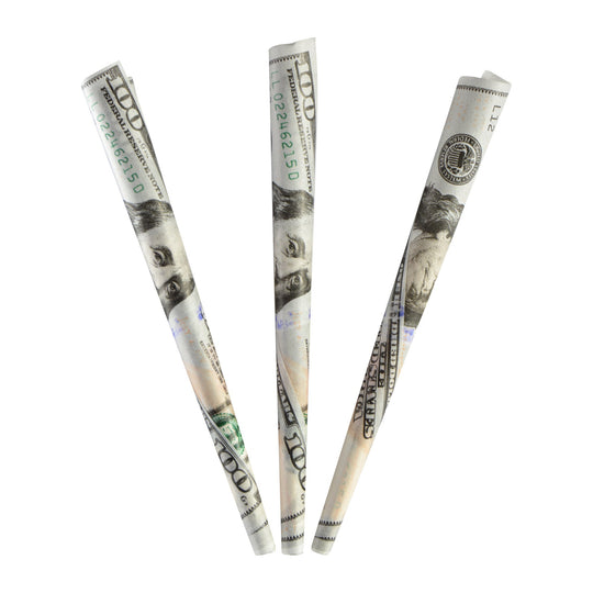 BENJI | 'Retail Display' $100 Bill Vegan Pre-Rolled Cones | 109mm - Vegetable Paper - 24 Count - 4