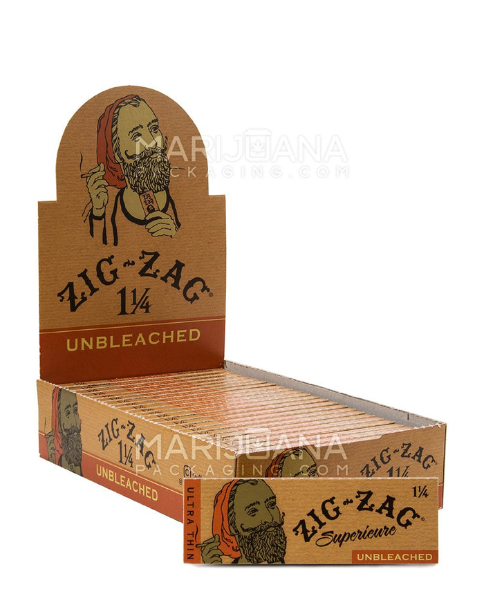 ZIG ZAG | 'Retail Display' Unbleached 1 1/4 Size Rolling Papers | 78mm - Unbleached Paper - 24 Count Image