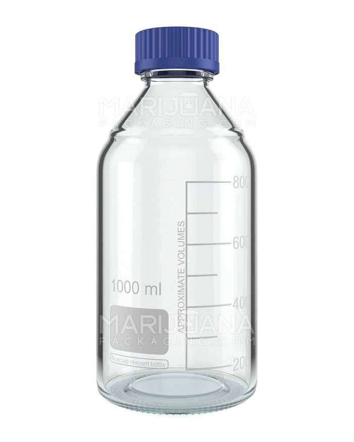 Glass Reagent Lab Bottle w/ Blue Screw Top Cap | 45mm - 1000ml - 24 Count Image