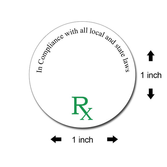 RX Medical Concentrate Container Labels | 1in - Circle - 250 Count - 5