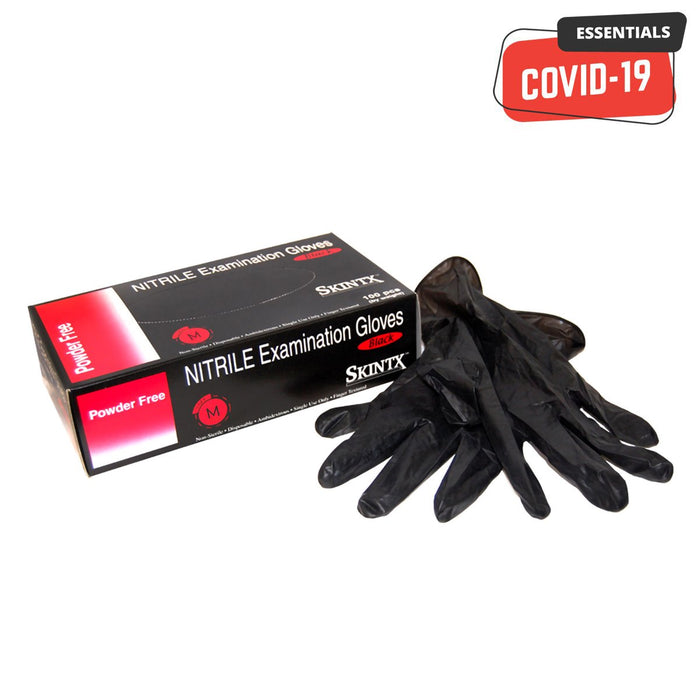 SKINTX | Powder-Free Disposable Gloves | Black - Nitrile - 100 Count Image