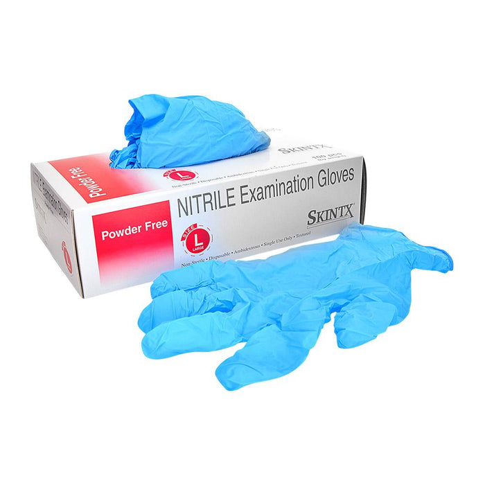 SKINTX | Powder-Free Disposable Gloves | Blue - Nitrile - 100 Count Image