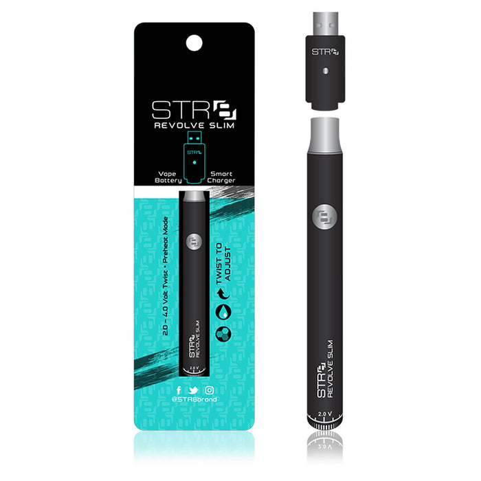 STR8 | Revolve Slim Vape Batteries w/ Charger | 320mAh - Black - 10 Count Image