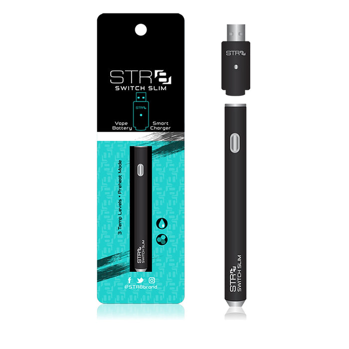 STR8 | Black Switch Slim Vape Batteries with Charger | 280mAh - Black  - 10 Count Image