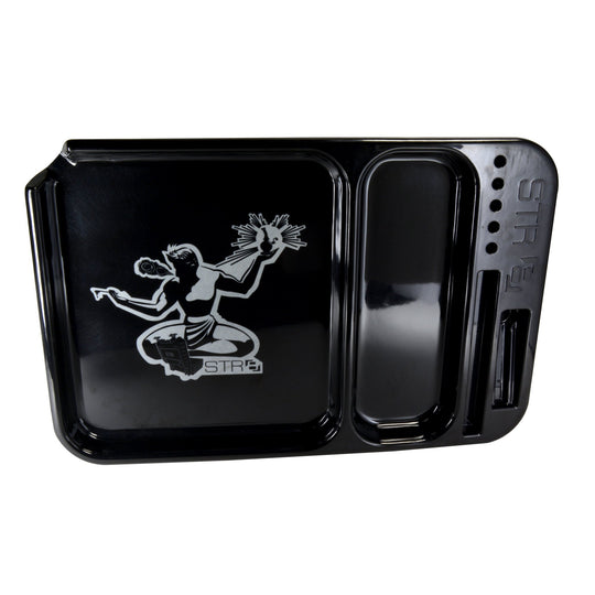 STR8 | Spirit of Detroit Black Rolling Tray | 14in x 9.2in - Large - Plastic - 2