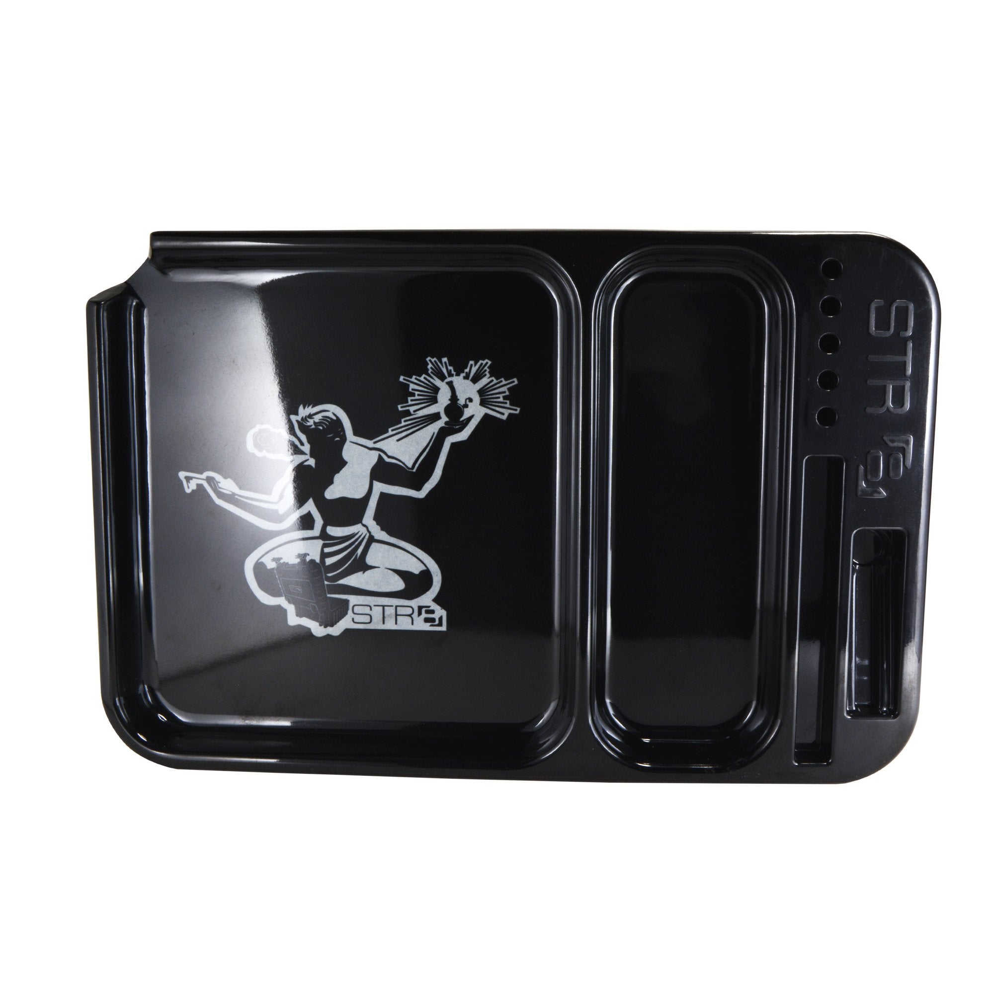 STR8 | Spirit of Detroit Black Rolling Tray | 14in x 9.2in - Large - Plastic - 1