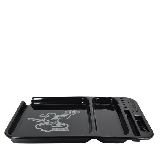 STR8 | Spirit of Detroit Black Rolling Tray | 14in x 9.2in - Large - Plastic - 3